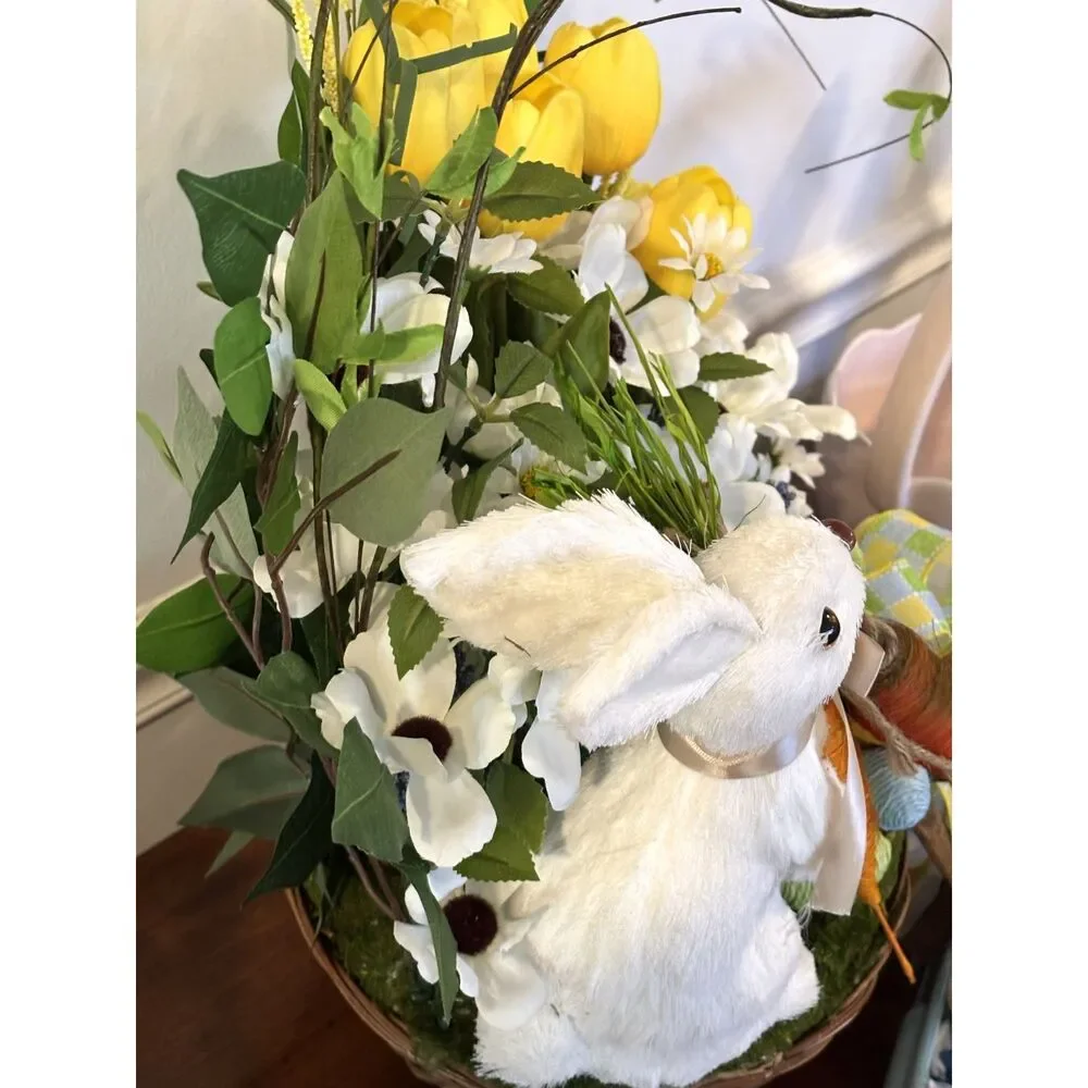 Easter Bunny Basket Center Piece with Tulips and Daisey's
